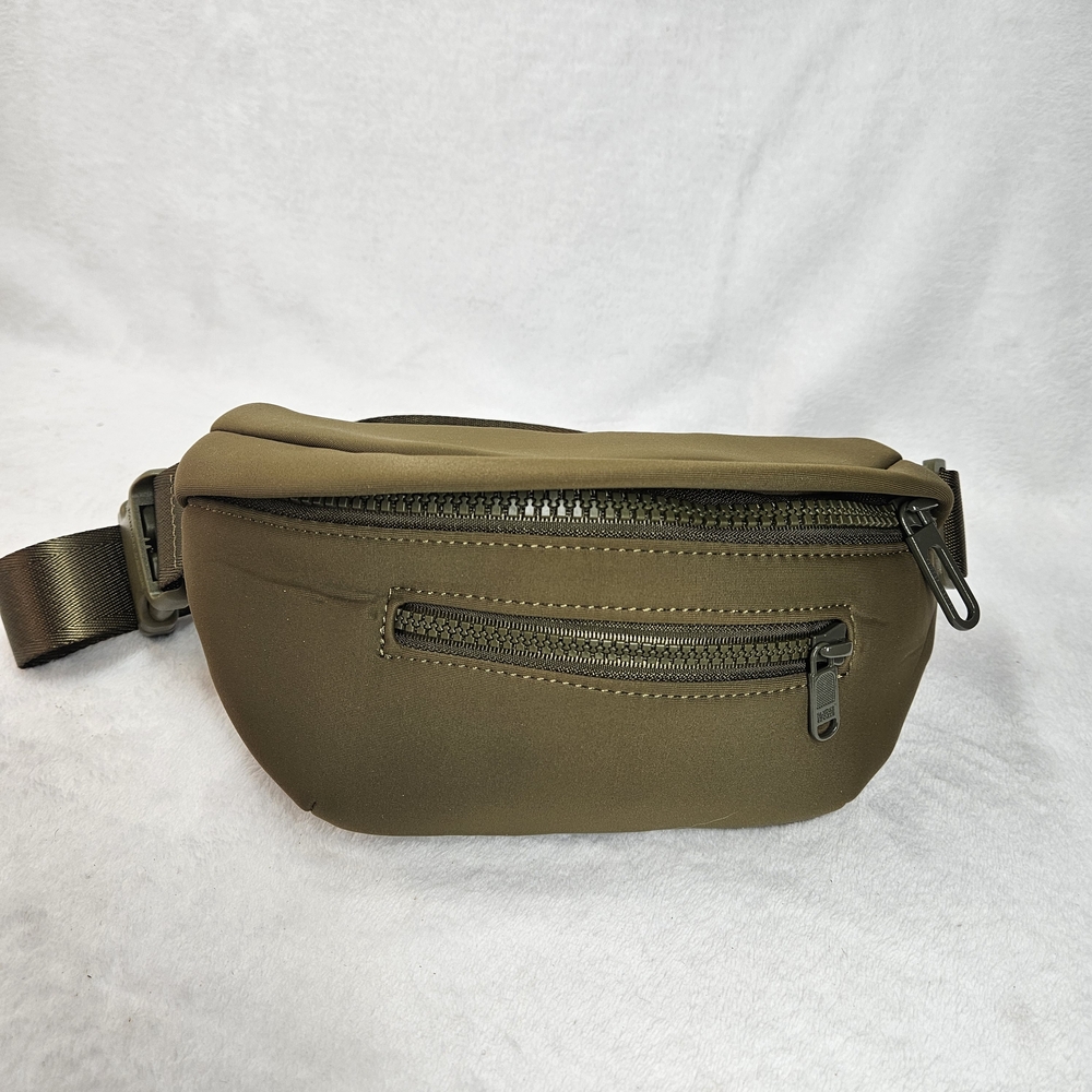 Olive Green Fanny Pack Waist Bag Adjustable Strap Zipper Pockets Unisex